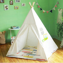 Load image into Gallery viewer, Four Poles Children Teepees Kids Play Tent Cotton Canvas Teepee White Playhouse for Baby Room Tipi