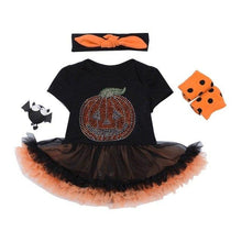 Load image into Gallery viewer, Halloween Costume Newborn One-pieces Short Sleeve Pumpkin Baby Bodysuit+Leg Warms+Headband 3pcs Baby Products For 0-24M