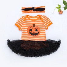 Load image into Gallery viewer, Pumpkin Sequin Baby Halloween Costume Toddler Lace Romper Dress Headband 2pcs Suits Newborn Tutu Sets Infant Clothing Sets