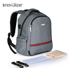 Load image into Gallery viewer, INSULAR Mummy Maternity Diaper Backpack Large Capacity Baby Nappy Stroller Bag Travel Backpack Desinger Nursing Bag Baby Care