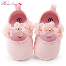 Load image into Gallery viewer, Newborn Baby Girl Shoes Spring Autumn Flowers Diamond Gauze Cotton Soft Baby Shoes Princess Fashion Baby Shoes