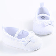 Load image into Gallery viewer, Newborn White Bowknot Dot Baby Girl Lace Shoes Toddler Prewalker Anti-Slip Shoe Simple Baby Shoes