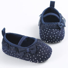 Load image into Gallery viewer, Newborn White Bowknot Dot Baby Girl Lace Shoes Toddler Prewalker Anti-Slip Shoe Simple Baby Shoes