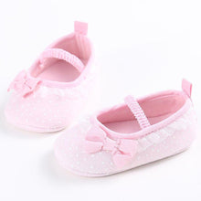 Load image into Gallery viewer, Newborn White Bowknot Dot Baby Girl Lace Shoes Toddler Prewalker Anti-Slip Shoe Simple Baby Shoes